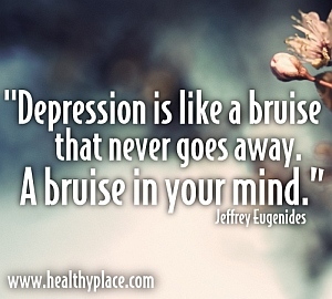 Depresija yra tarsi mėlynė, kuri niekur nedingsta. Mėlynė galvoje. Citata apie depresijos jausmus. Depresija yra tarsi mėlynė, kuri niekur nedingsta. Mėlynė galvoje.