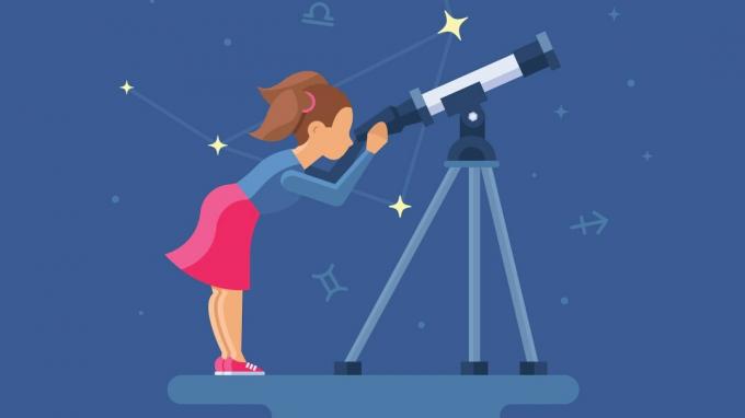 Paauglys su ADHD, žiūrintis pro teleskopą, įgalinantis save siekti žvaigždžių