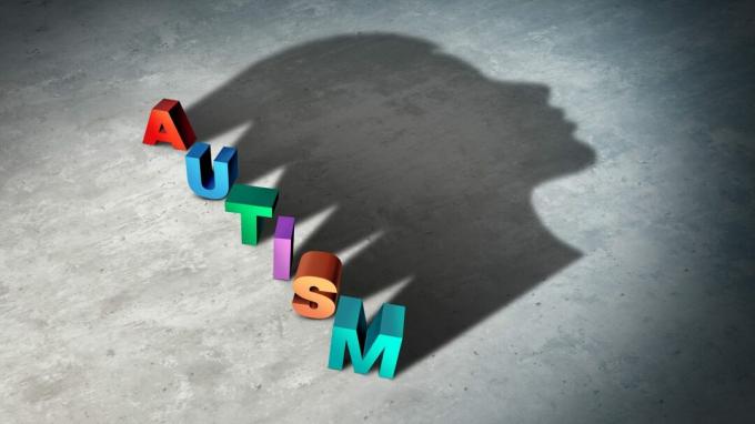 Autizmo ir autizmo vaiko sutrikimo simptomai kaip neurologinio sutrikimo sindromas ir vaisto ar psichinės sveikatos spektro diagnozės koncepcija kaip 3D iliustracija.